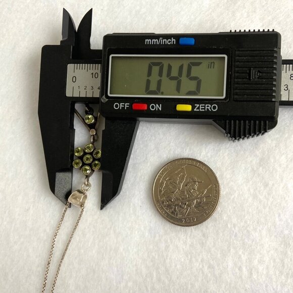 Sterling Silver 925 Red Garnet & Peridot Chandelier Pendant Necklace 20" Chain - Picture 14 of 16